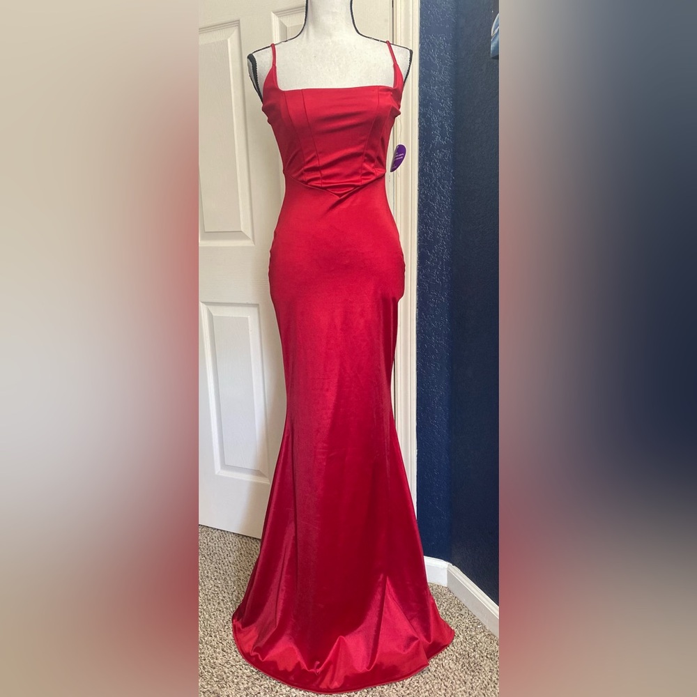 Windsor Scarlet Satin Mermaid Maxi Dress